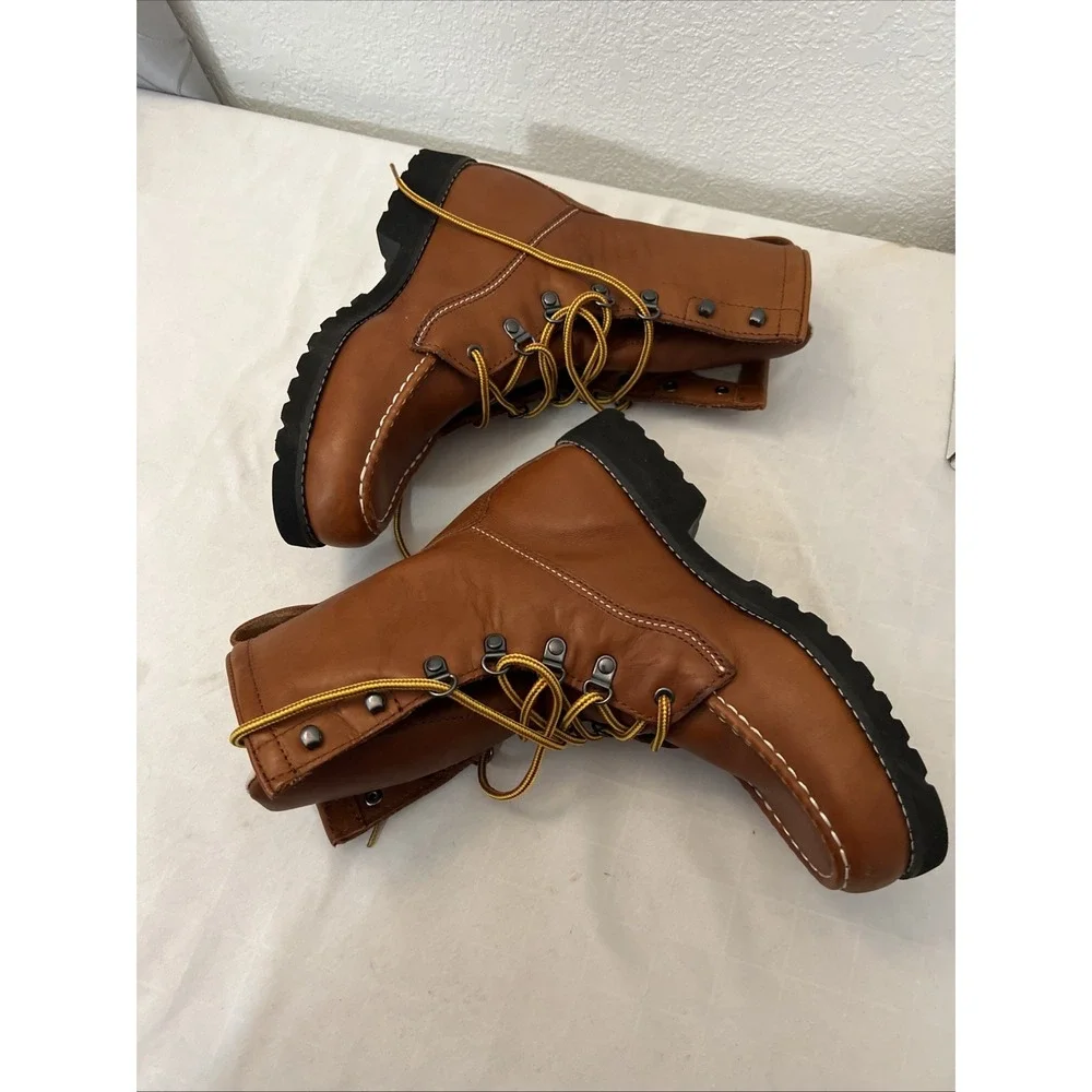 Mens Fin Feather‎ Boots Size 6 D Med Brown Leather 989 9